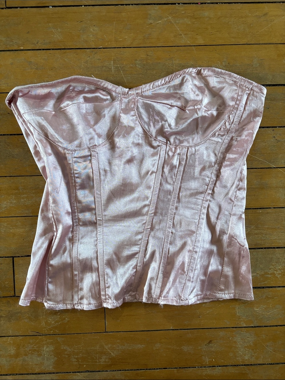 Satin Blush Pink Strapless Corset Top